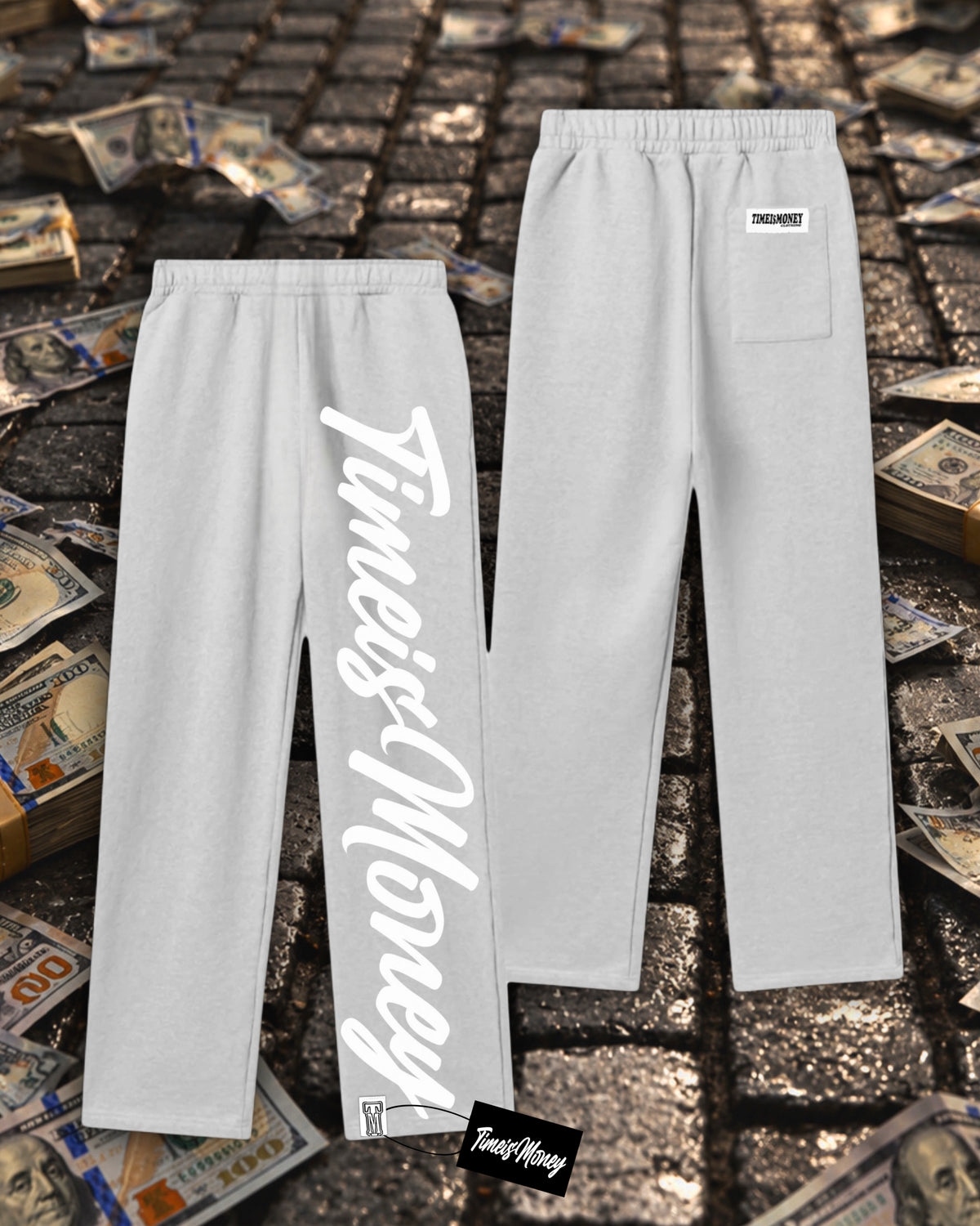 GRAY TIMEI$MONEY SWEATPANTS
