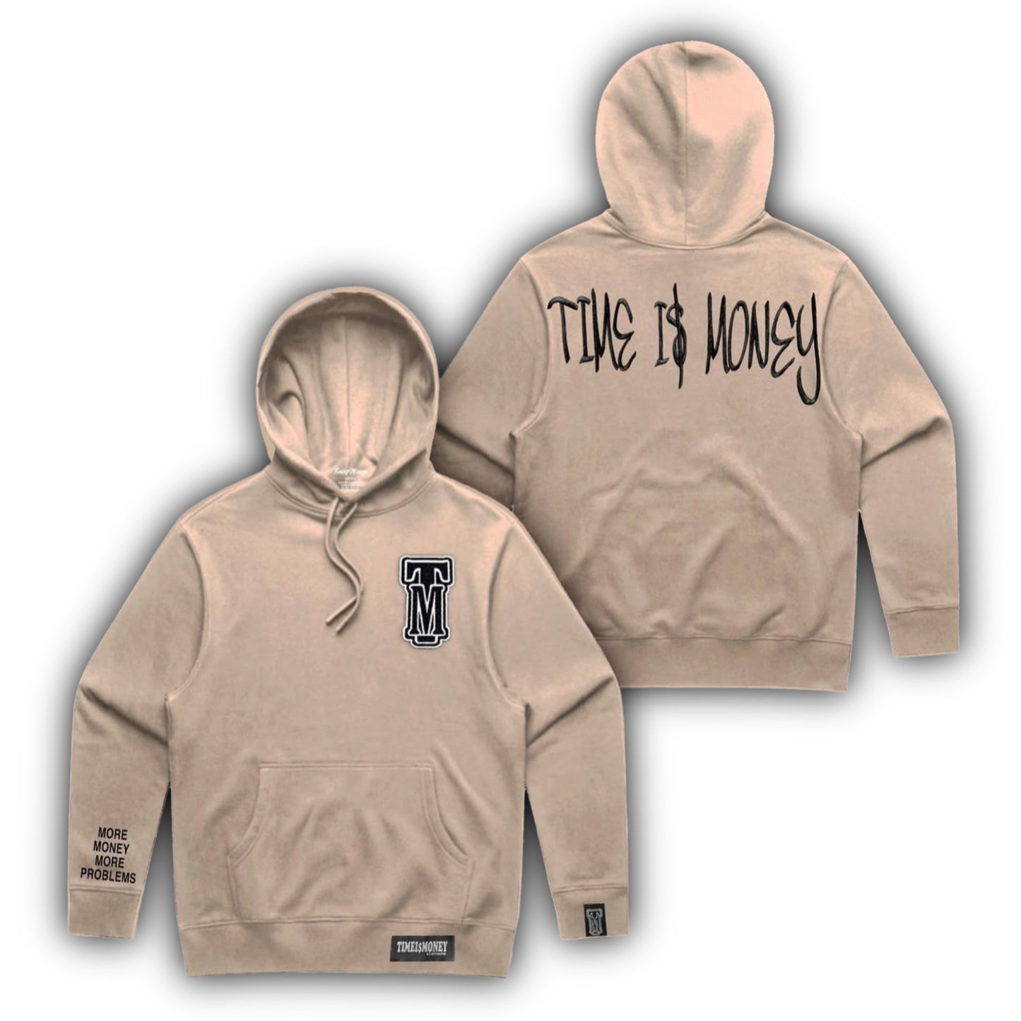 TIMEI$MONEY TM STITCHED HOODIES (TAN)