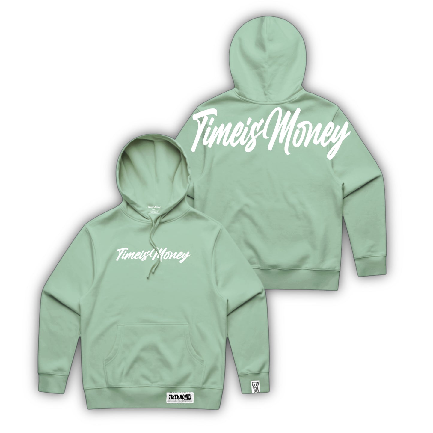 TIMEI$MONEY OLIVE GREEN SIGNATURE LOGO HOODIE