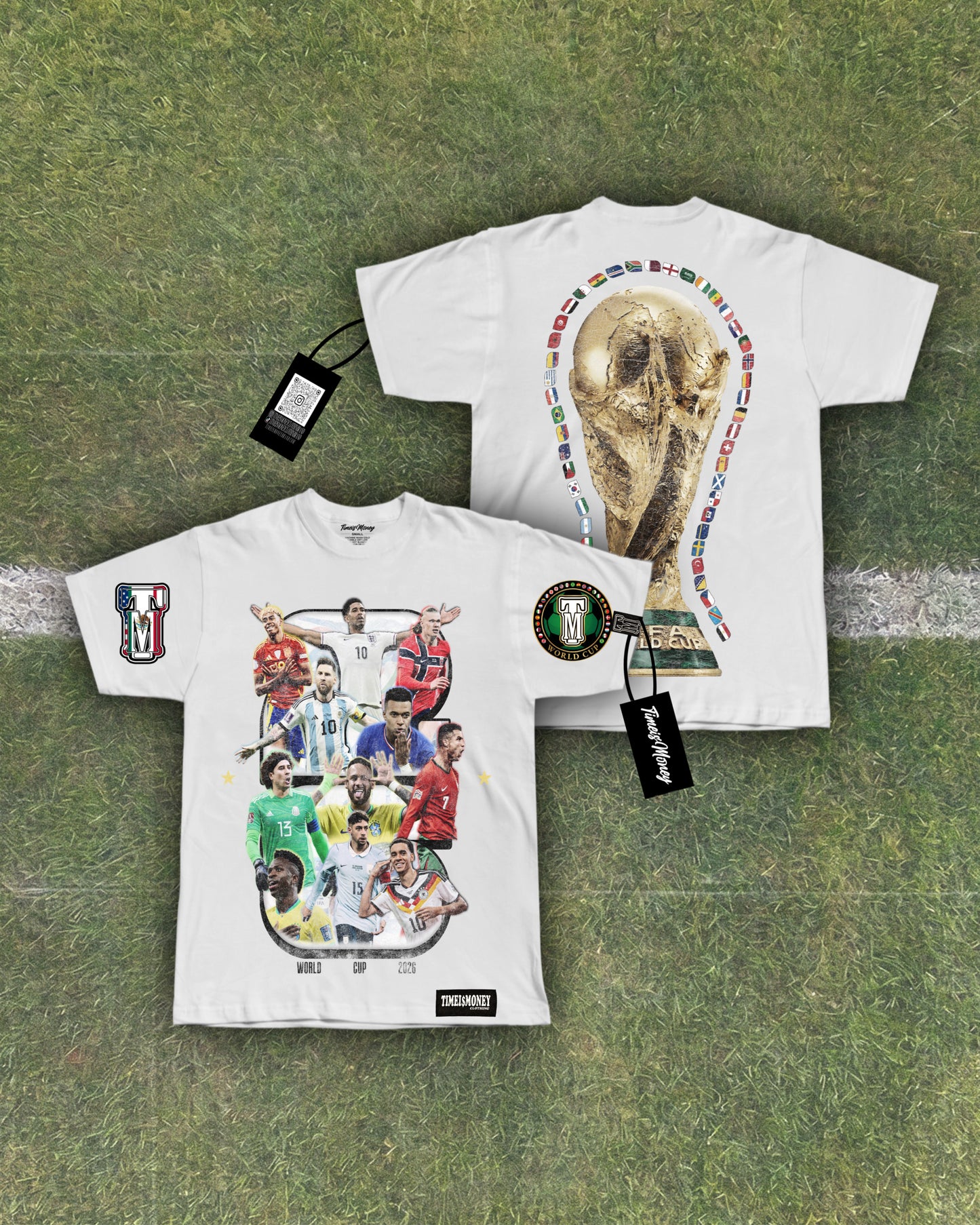 “WHITE “TIMEISMONEY 2026 FIFA WORLDCUP HEAVYWEIGHT SHIRTS⚽️🕰️💵