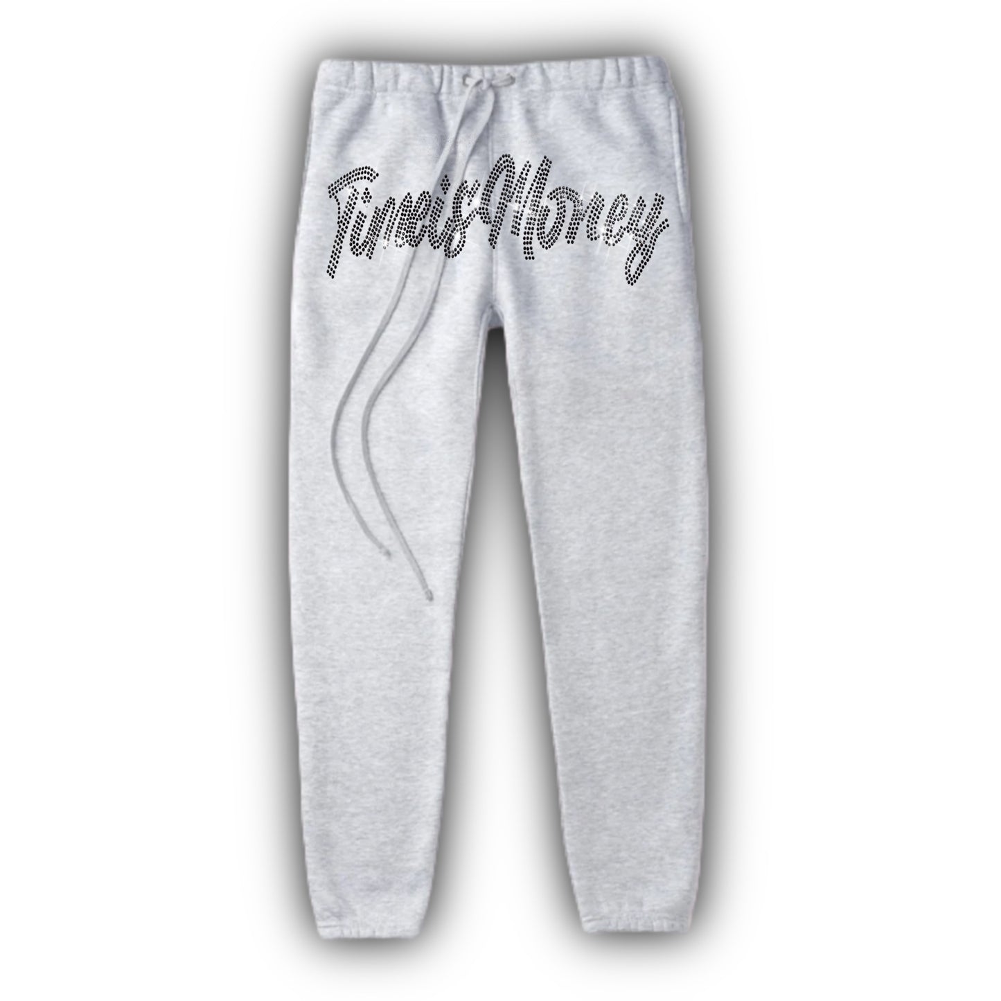 RHINESTONE TIMEI$MONEY SWEAT PANTS “GREY”