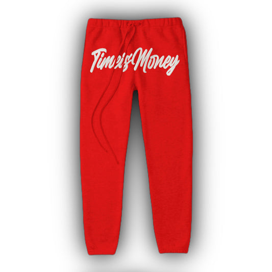 FULLY STITCHED TIMEI$MONEY SWEAT PANTS “RED”