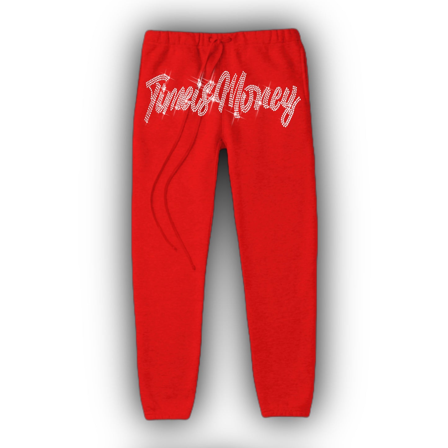 RHINESTONE TIMEI$MONEY SWEAT PANTS “RED”