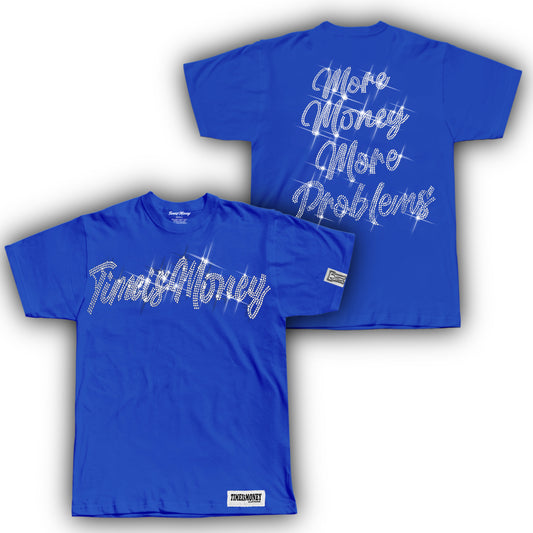 TIMEI$MONEY BLUE RHINESTONE SHIRT NOW AVAILABLE